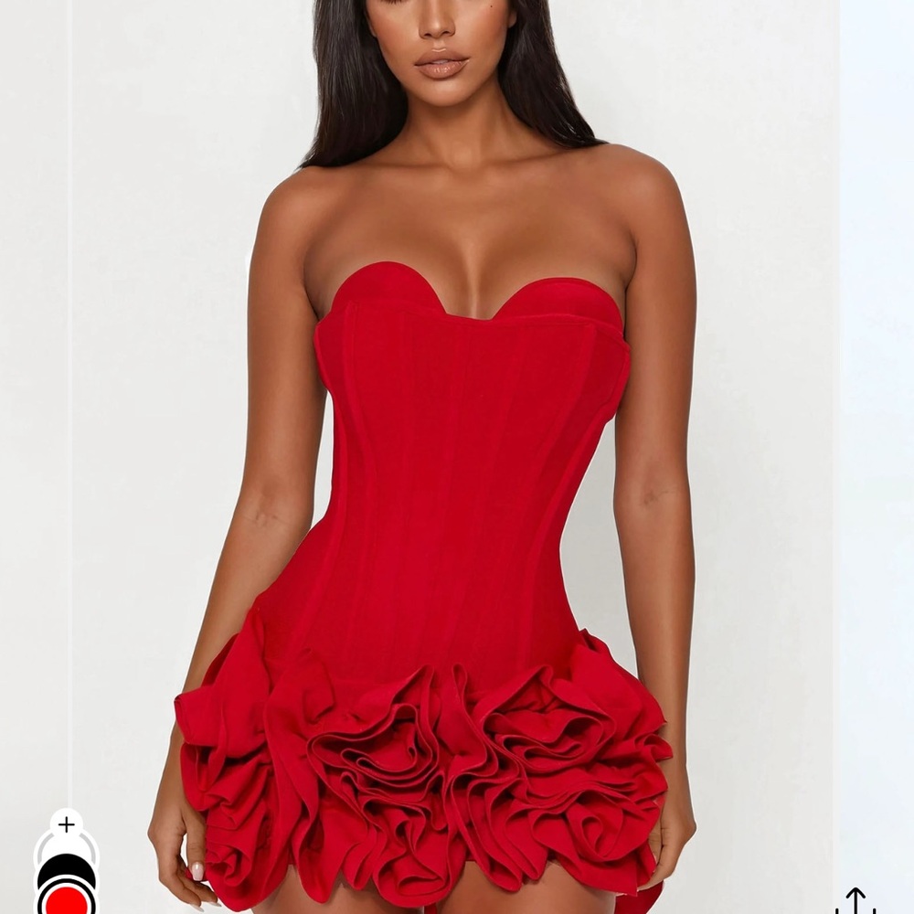 Elegant Red Strapless Bandage Dress